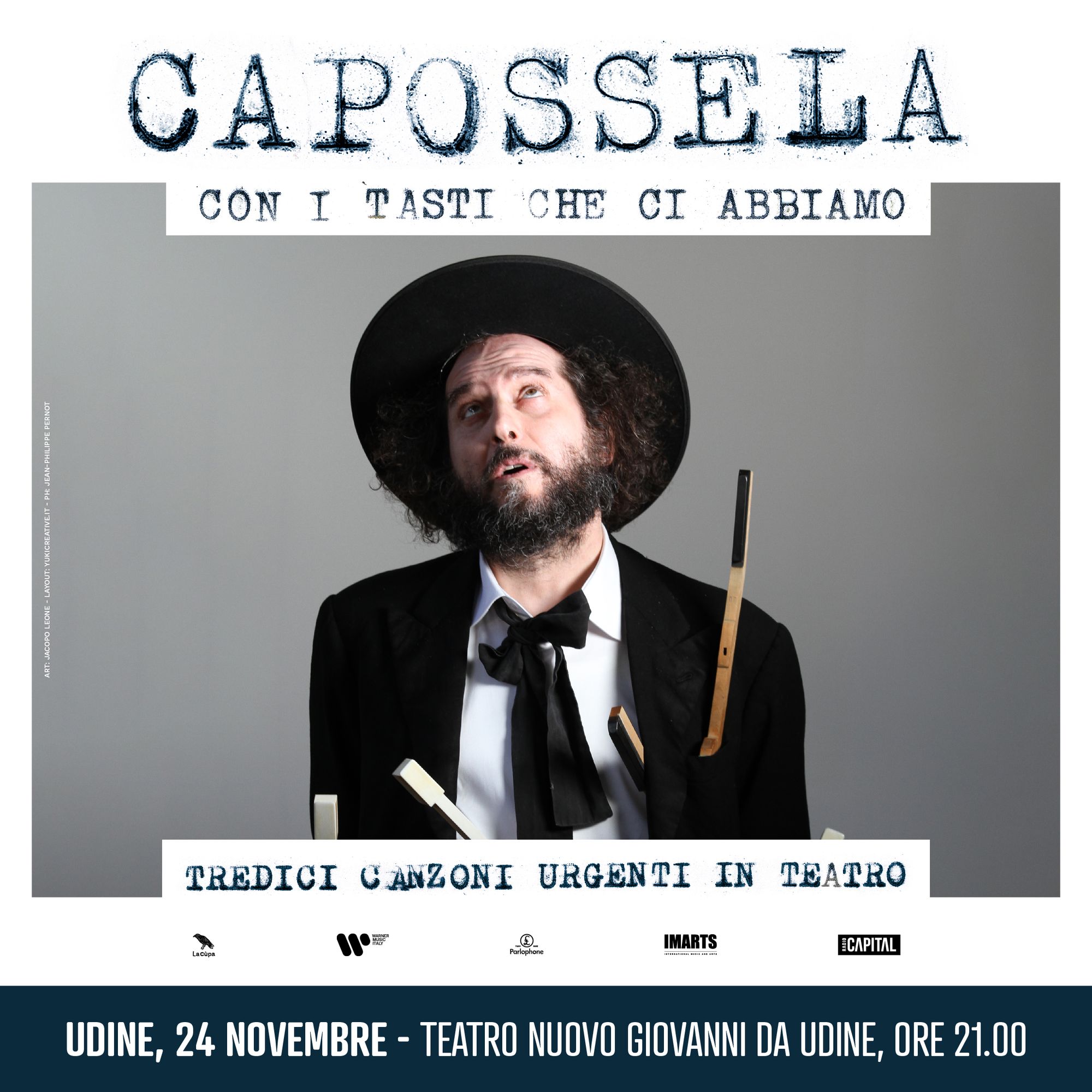 VINICIO CAPOSSELA - Il cantautore Premio Tenco venerdì in concerto al Teatro Nuovo Giovanni da Udine 24 novembre