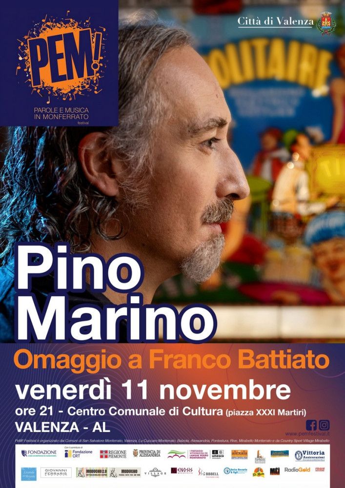 PINO MARINO OMAGGIA FRANCO BATTIATO AL “PEM! FESTIVAL”L'11 NOV. A VALENZA