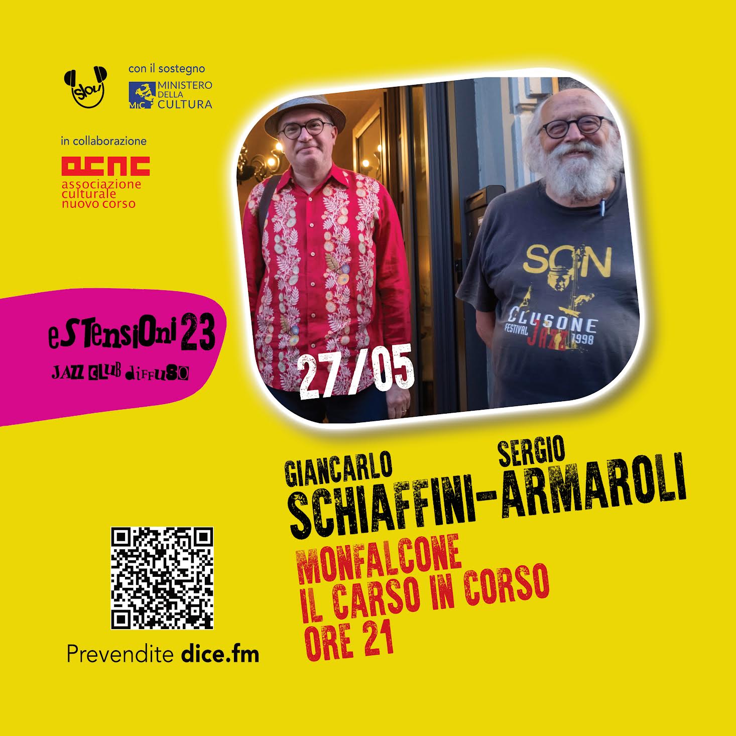 Giancarlo Schiaffini e Sergio Armaroli sabato 27 maggio al Carso in Corso di Monfalcone