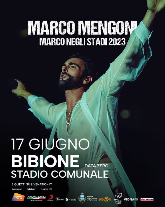 Sabato 17 giugno 2023: Marco Mengoni in concerto a Bibione con la data zero del tour negli stadi