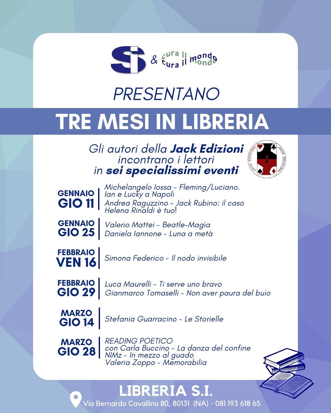 Al via la rassegna letteraria "TRE MESI IN LIBRERIA" a Napoli: da giovedì 11 gennaio 2024
