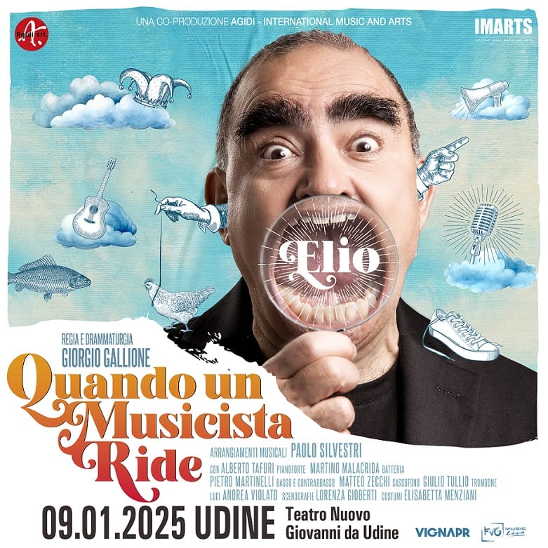 ELIO giovedì 9 gennaio in scena al Teatro Nuovo Giovanni da Udine con il nuovo spettacolo "Quando un musicista ride" (da Fo a Gaber, da Jannacci a Cochi e Renato)