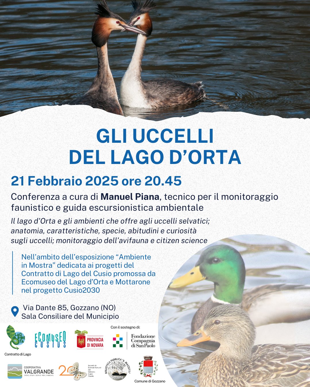 PROGETTO “CUSIO2030”: MOSTRA E CONFERENZE SULLA FAUNA DEL LAGO D’ORTA E SULLA TORRE DI BUCCIONE