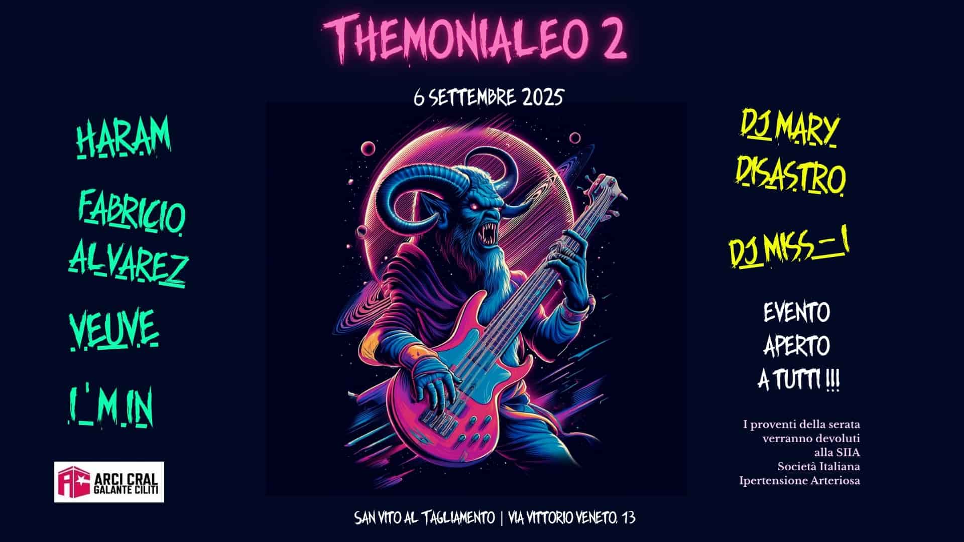 ARCI CRAL - Ultimo evento della stagione, THEMONIALEO 2: una giornata di festa con concerti, dj set, street food in ricordo di Andrea Leonarduzzi "il Leo", un caro amico del circolo