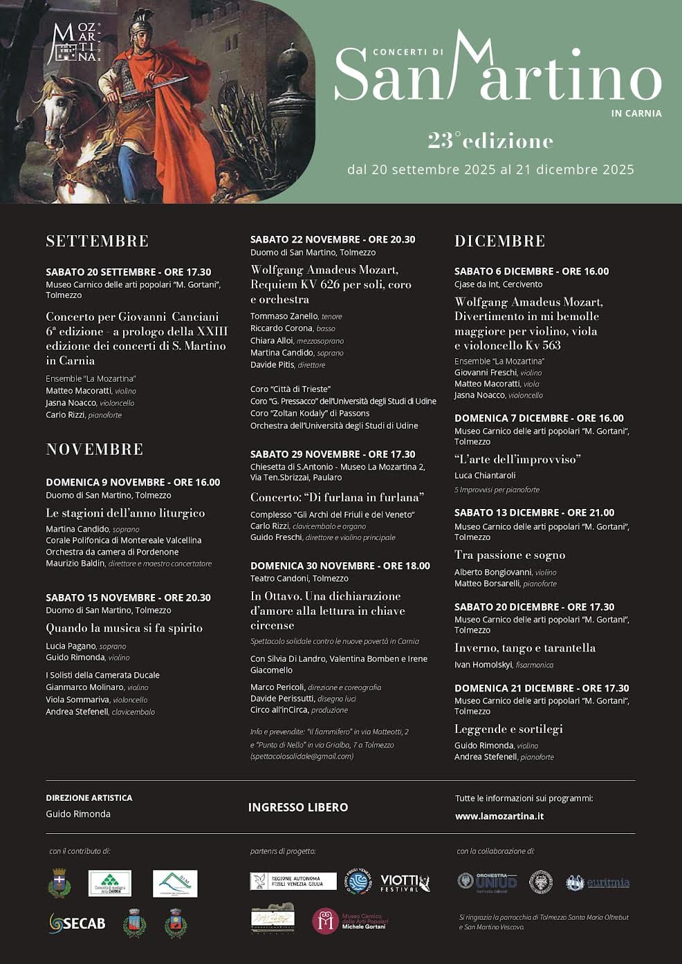 Dal 9 novembre al 21 dicembre - I Concerti di San Martino in Carnia XXIII edizione