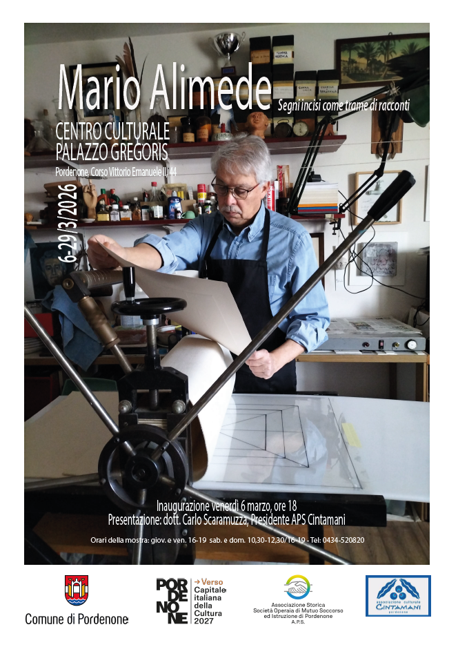 Mostra Segni incisi come trame di racconti di Mario Alimede presso Palazzo Gregoris. Dal 6 marzo