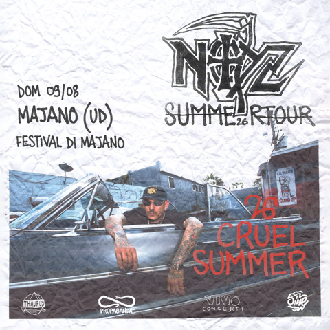 NOYZ NARCOS - Fra i massimi esponenti dell'hip hop italiano, sarà in concerto al FESTIVAL DI MAJANO