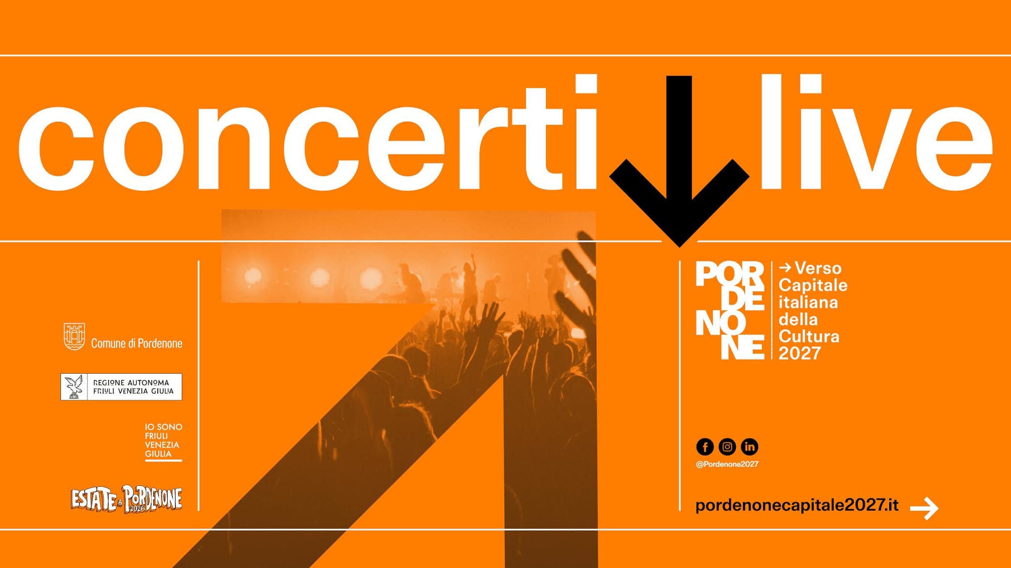 PORDENONE ACCENDE L'ESTATE CON UN CARTELLONE DI CONCERTI DAL VIVO, NEL SEGNO DI CAPITALE ITALIANA DELLA CULTURA 2027