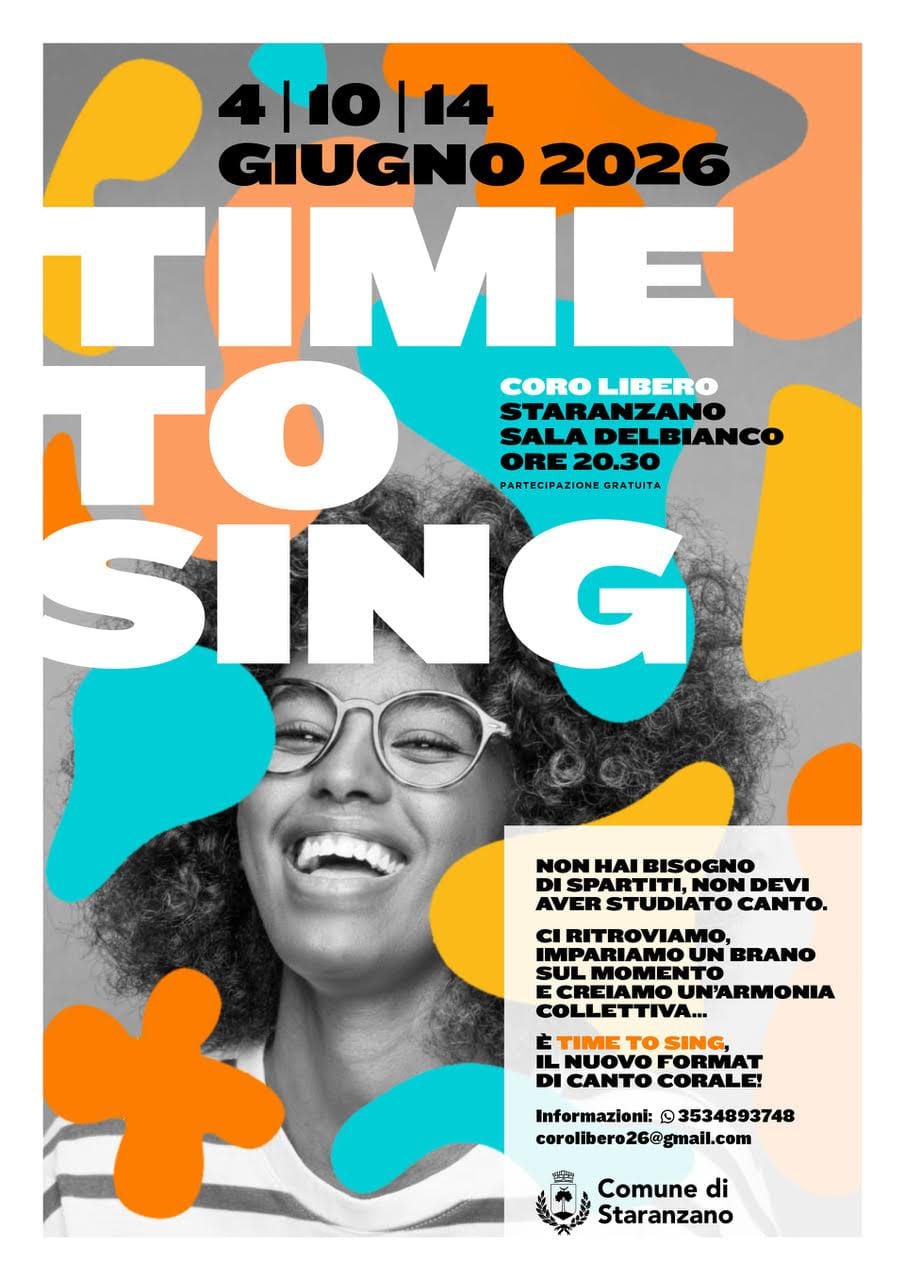 Al via giovedì 4 giugno "TIME TO SING", il primo coro pop up della regione. A Staranzano, tre serate in Sala Delbianco, per il solo gusto di cantare assieme