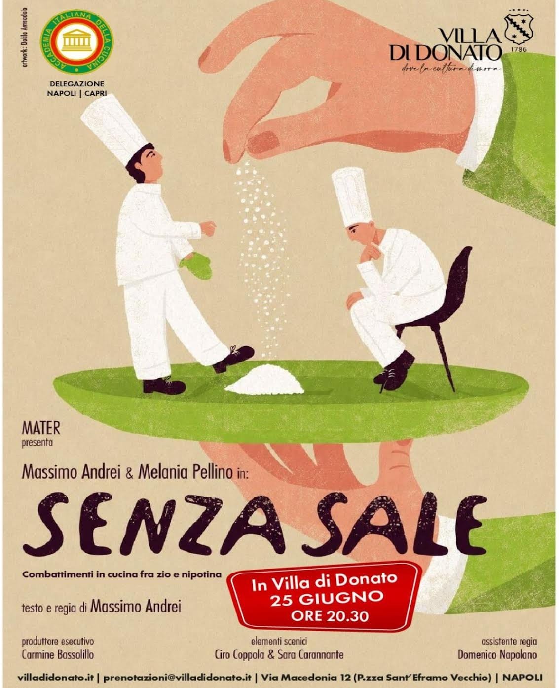 TEATRO & CUCINA "Senza Sale" debutta a Napoli: lo scontro generazionale ai fornelli va in scena a Villa di Donato