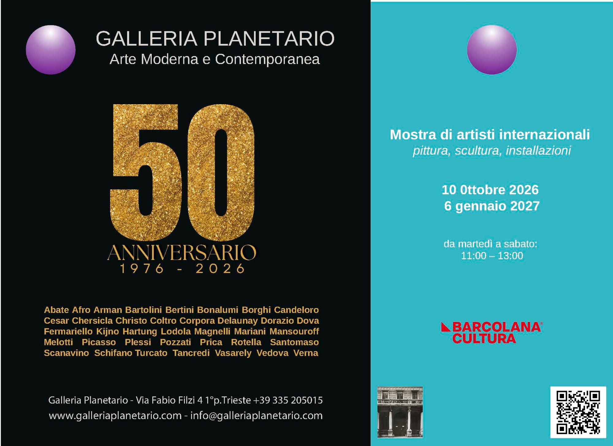 50° anniversario della Galleria Planetario Una mostra a Trieste dedicata agli artisti che ne hanno segnato il percorso storico