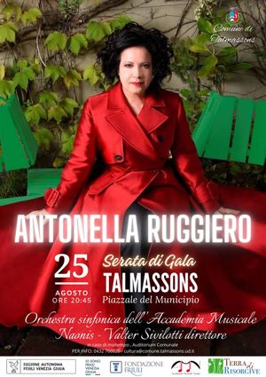 ANTONELLA RUGGIERO IN CONCERTO A TALMASSONS il 25 agosto con l'Orchestra dell'Accademia Naonis
