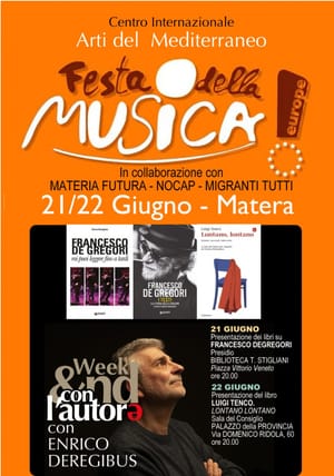 WEEK&ND CON L’AUTORE’: IL GIORNALISTA ENRICO DEREGIBUS A MATERA TRA DE GREGORI E TENCO