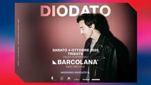 DIODATO IN CONCERTO PER LA BARCOLANA: sabato 4 ottobre 2025 a Trieste in Piazza Ponterosso