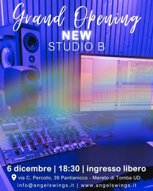 Inaugura il nuovo STUDIO B degli Angel’s Wings Recording Studios: tecnologia e innovazione in Friuli