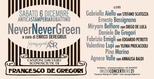 Francesco De Gregori: sabato a Roma una serata-omaggio alle sue canzoni sconosciute