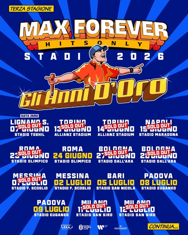 MAX PEZZALI // AL VIA IL 7 GIUGNO CON LA DATA ZERO DI LIGNANO SABBIADORO @ STADIO TEGHIL "MAX FOREVER GLI ANNI D'ORO - STADI